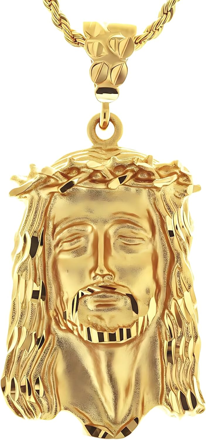 LIFETIME JEWELRY Face of Christ Pendant Necklace for Women & Men 24k Real Gold Plated