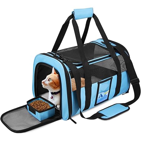 Amazon Co Jp Ashleyriver ペットキャリーバッグ 猫 小型犬 キャリーバッグ 通気性抜群 犬キャリー ショルダー 鉢 マット付き 手提げキャリーバッグ 軽量 折りたたみ 犬キャリー 3way 安定性抜群 肩掛け 手提げ 車載 通院 旅行 M ブルー ペット用品
