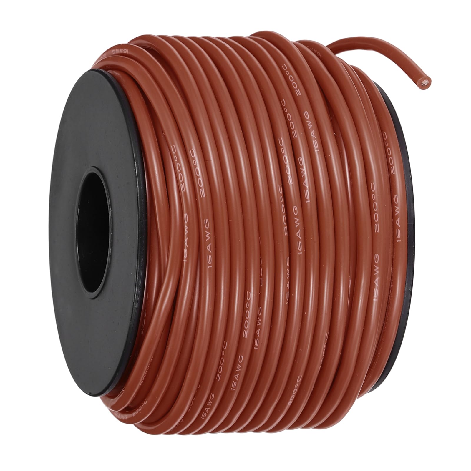 sourcing map 16AWG Flexible Silicone Wire 30.5m/100ft, 16 Gauge Tinned Copper Electrical Stranded Wire 200 Celsius/392 Fahrenheit High Temperature Hookup Spool for DIY Model Wiring, Brown