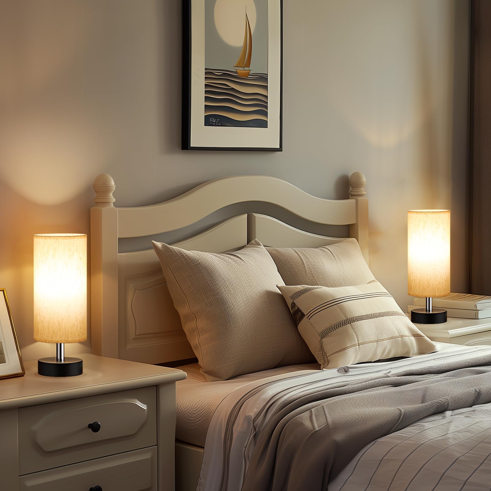 PartageiZ Kleine Tischlampe für Schlafzimmer, 2er-Set – Nachttischlampen für Nachttische, minimalistische Nachttisch-Lampe, Schreibtischlampen für Lesezimmer, Kinderzimmer, Wohnzimmer, Büro, Wohnheim