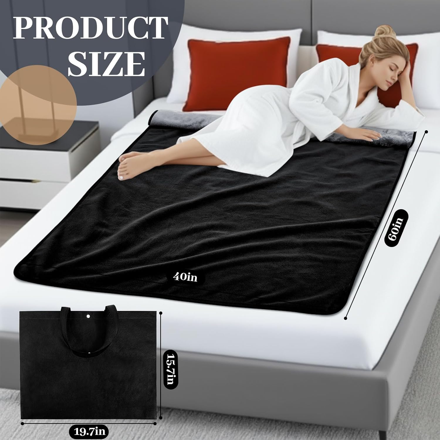 Tisancy Waterproof Blanket for Bed Couch Sofa, 40''x60'' Reversible & Washable, Fleece and Flannel Waterproof Mat, Water Resistant Bed Cover, Leakproof Mattress Protector(Dark Grey/Light Grey)