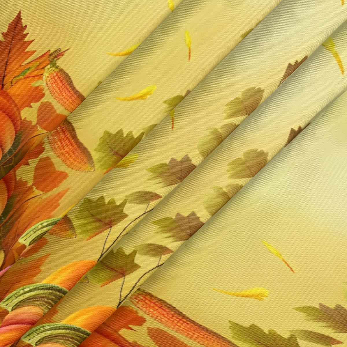 Pardick Fall Pumpkin Fitted Round Tablecloth Autumn Leaves Yellow Round Table Cover with Elastic Edge Wipeable Circle Table Cloths for Outdoor Party Patio Kitchen Holiday Decor Fit for 45"-50" Tables