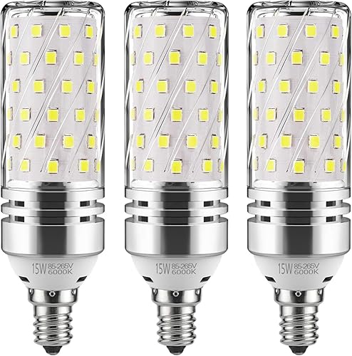 GEZEE, focos de luces ledes cilíndricos, con base E12, 12W 120V, 1000 lúmenes, ángulo de haz de 360 grados, intensidad no regulable, 5 unidades
