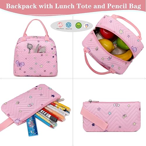 Miniatura 7 de Mochilas escolares para niños y niñas, mochila para escuela primaria, mochilas para niños y niñas, resistentes al agua, Mochila mariposa rosa,