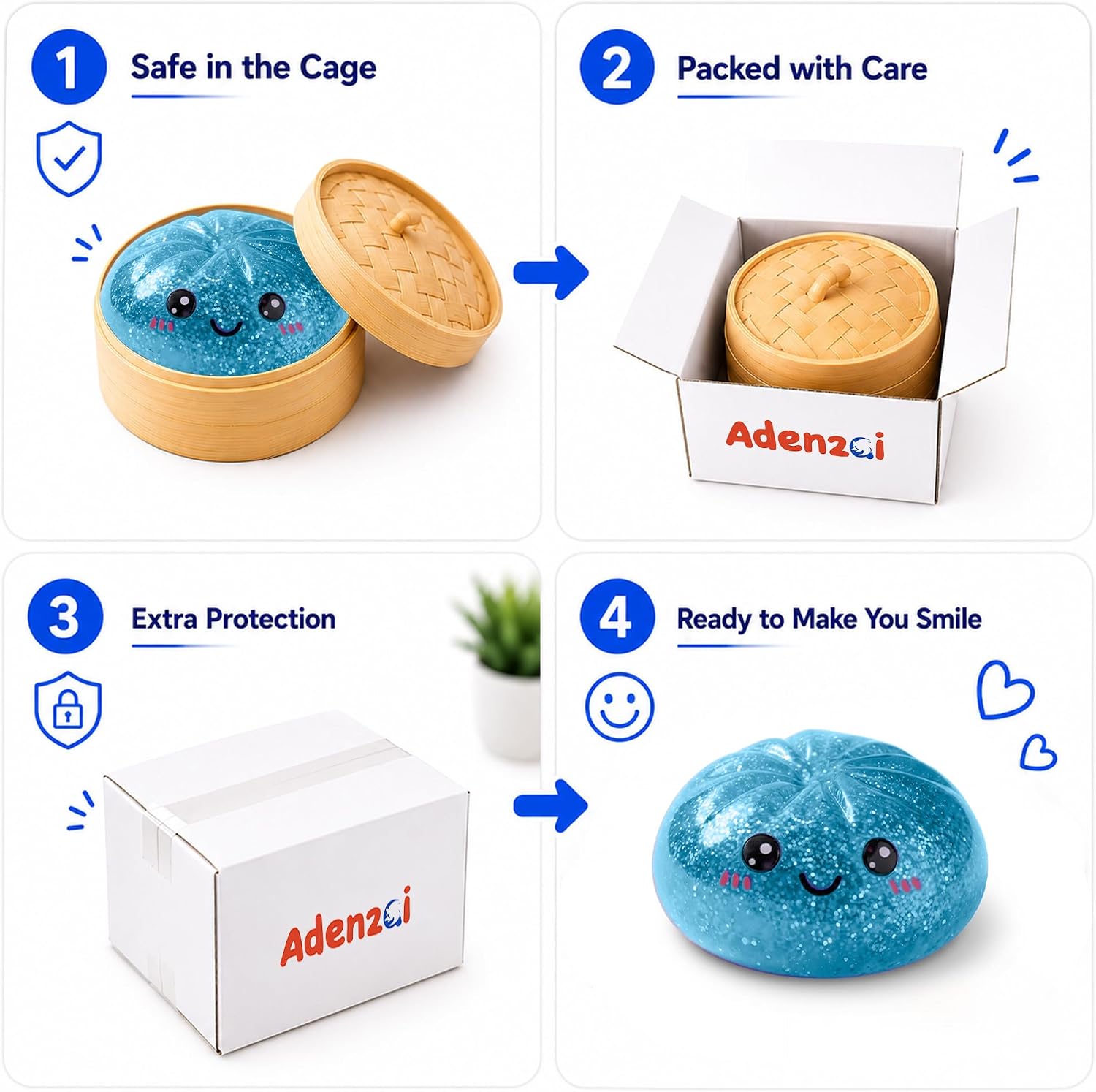 Dumpling Squishy Stress Toy, Cute Soft Sensory Fidget Squeeze Ball, Slow Rising, Desk Toy, Party Favor Gift for Kids and Adults (8732-2D)