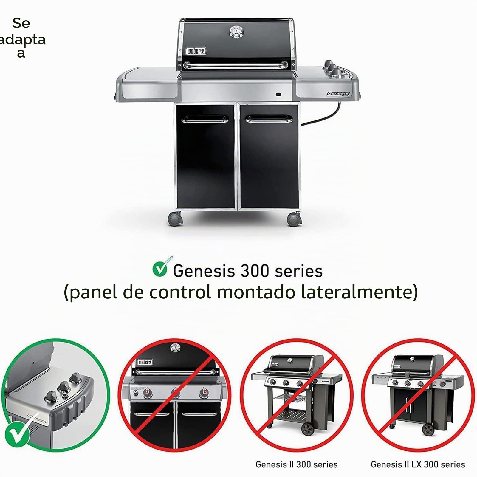 GFTIME 62.4 CM 7540 Quemador Barbacoa de Gas Piezas de Repuesto para Weber Genesis 300 E310 S-310 E310 S320 310 (2007-2010)(con Perilla Lateral) Parrilla Barbacoa Acero Inoxidable (5pack)