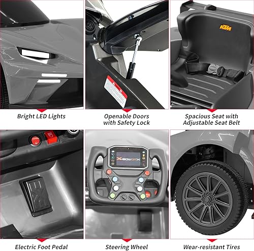 Miniatura 2 de Auto eléctrico KTM de 12 V para niños, auto eléctrico con licencia para niños, automóvil deportivo a batería con control remoto, sistema de sonido,