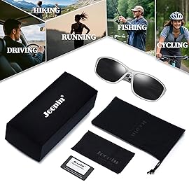 Joopin Silver Sports Sunglasses Trendy Wrap Around Sun Glasses Polarized UV Protection Stylish Tactical Shades for Men Women Oversized Sunnies