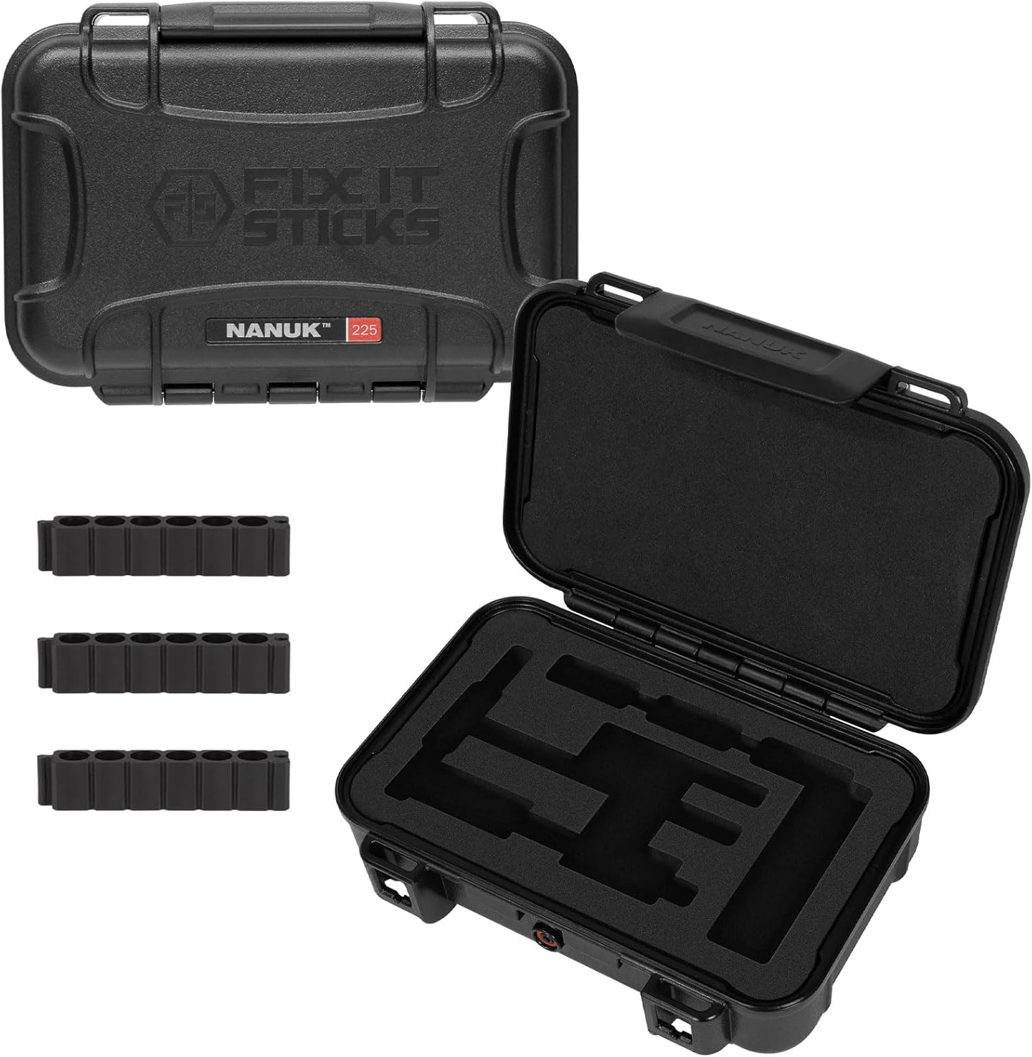 Fix It Sticks Nanuk 225 Hardcase with Custom Foam | Water-Resistant Dustproof Protective Tool Case for Gun & Optics Maintenance | Gunsmithing Accessory Bag with Steel Hardware