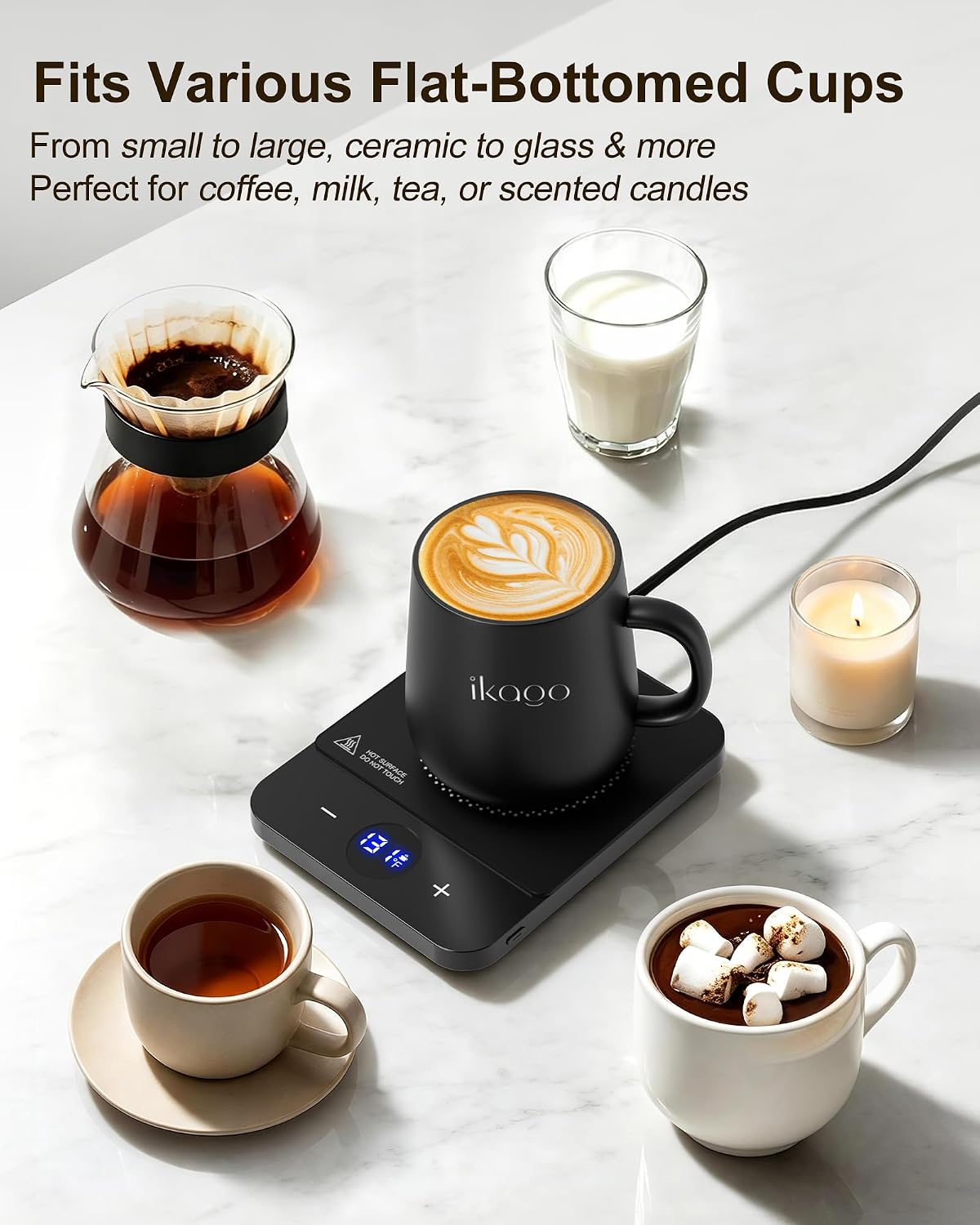 Coffee Mug Warmer for Desk, 1°F Precise Temp 100-175°F, Smart Auto Shut Off