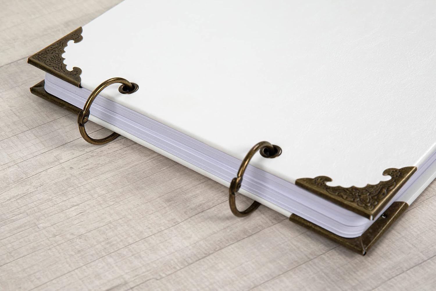Potricher 8 x 8 Inch White Leather Hardcover Scrapbook Album with 80 Pages, Perfect for Recording Memories and Keepsakes