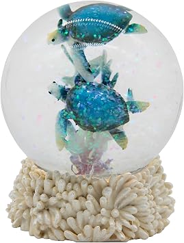 ICE ARMOR 4" H Blue Sea Turtle Glitter Snow Globe Statue Sculpture Ornament Decoration Home/Room Decor Ideas for Housewarming, Holidays and Birthdays Great Collectible Addition