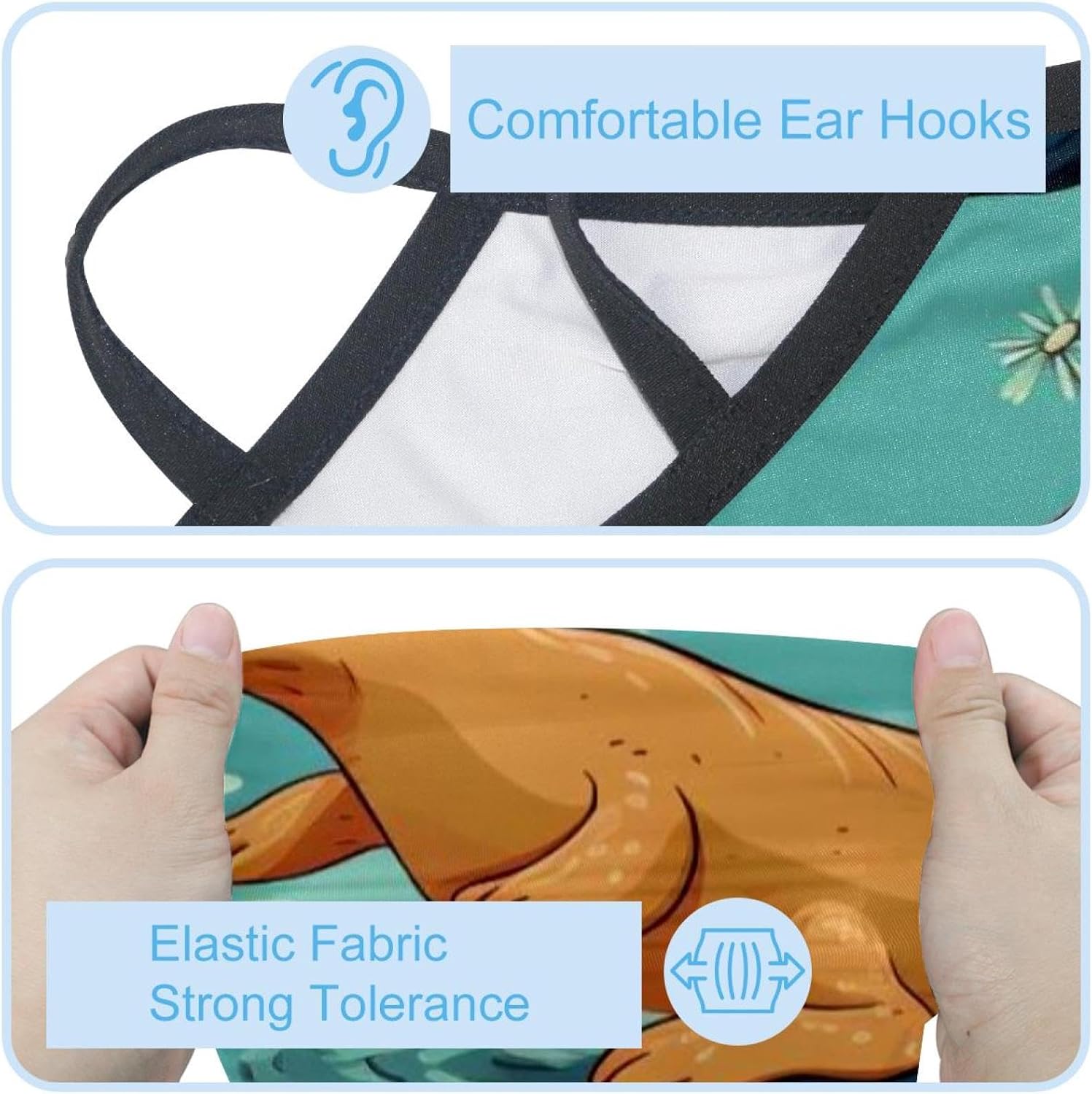 4 Pack Platypus Duckbill Neck Gaiter Face Scarf Cover Sun Protection Balaclava Cloth Bandanas with Ear Loops
