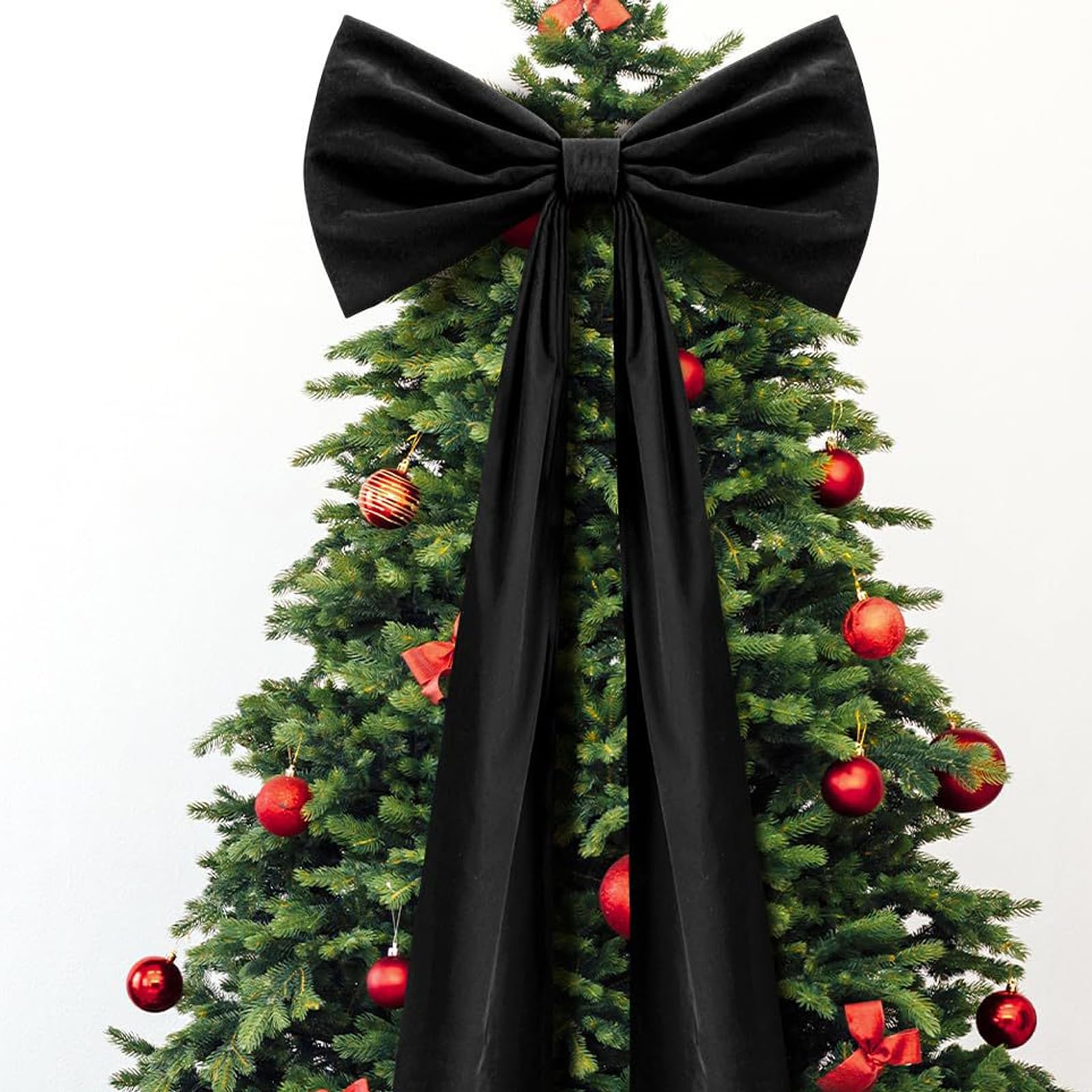 Grand nœud en tissu polyester doux pour décoration de sapin de Noël pour porte d'entrée, couronne, cheminée, emballage de mariage, grand nœud de Noël