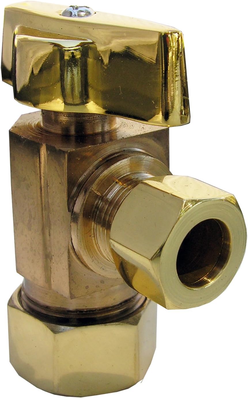 LASCO 069211PB Angle Stop, Quarter Turn with 5/8Inch OD Compression x