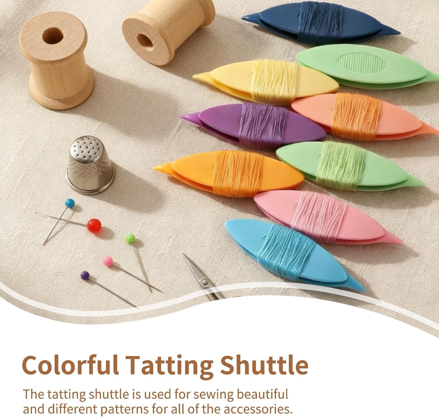 9pcs/Set Tatting Shuttle Kit for Beginners, Plastic Tatting Shuttle with Beading for Lace DIY Hand Lacemaking Craft Tool
