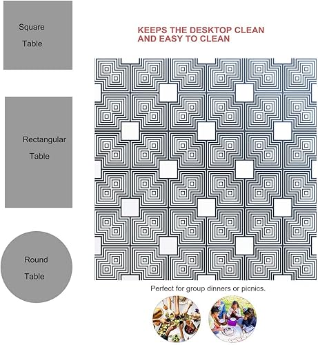 Vista 3 de Mantel blanco Redondo para Mesa De 4 Sillas Geometry Lattice Line Modern Outdoor Mantel para Boda Fiesta de Vacaciones 30 X 30 Pulgadas