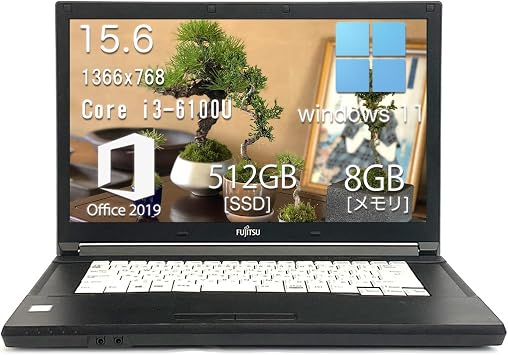 Used Fujitsu LifeBook A746 Laptop / Intel Core i3 6100U / 8GB Memory / Windows 11 / 15.6 Wide / Japanese Layout Keyboard / Wireless LAN / Bluetooth Compatible / Office 2019 Included SSD512GB