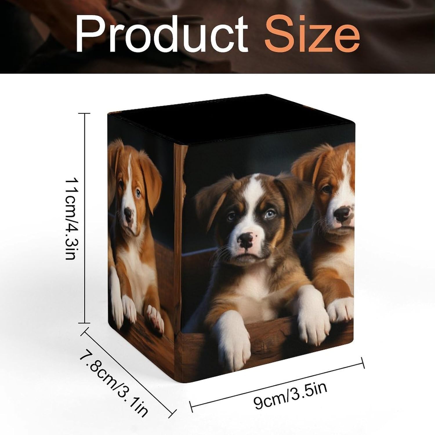 Puppies Dogs Pets Animals Pencil Holder Waterproof PU Pen Cup Holders Women Makeup Brush Holder Desktop Pen Organizer for Office Desk Accessories image 2