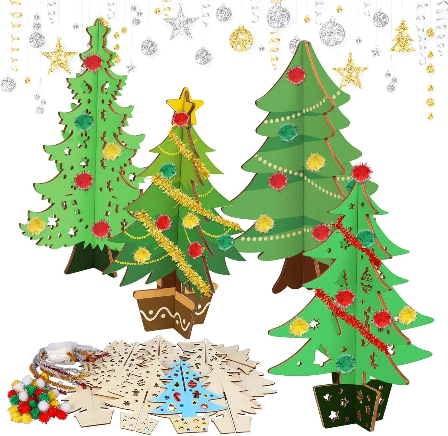 LOOPES Christmas Crafts for Kids,10Set Mini Christmas Tree Christmas