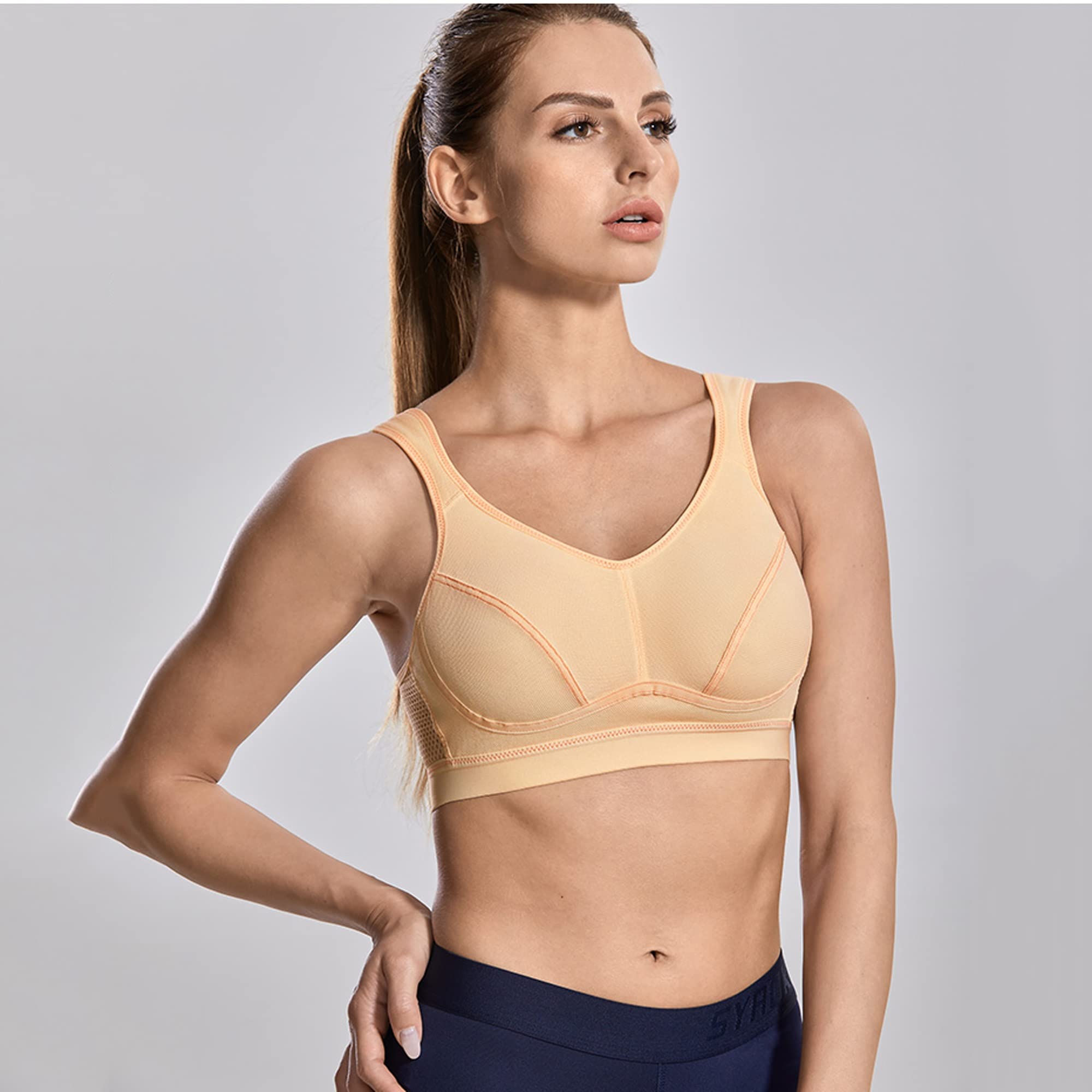 WENJUN Soutien-gorge de sport à haut impact pour femme - Soutien-gorge de soutien sans fil en maille - Pour yoga, course à pied, entraînement, fitness - Couleur : noir - Taille : 85 g