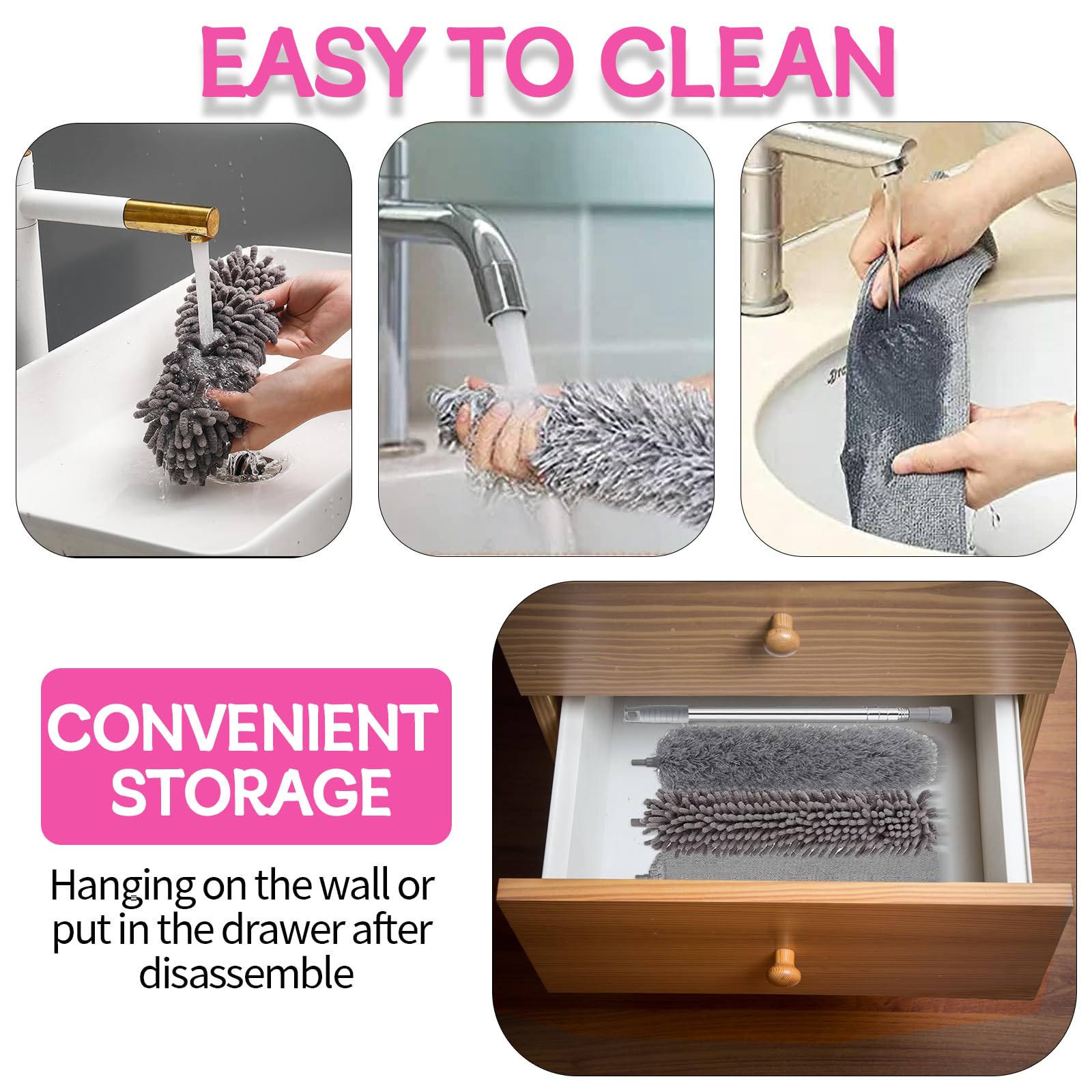 Kit Spolverino Telescopico 5 Pezzi | Asta Allungabile 38-250cm | Per Soffitti, TV E Angoli Difficili - Foto 12