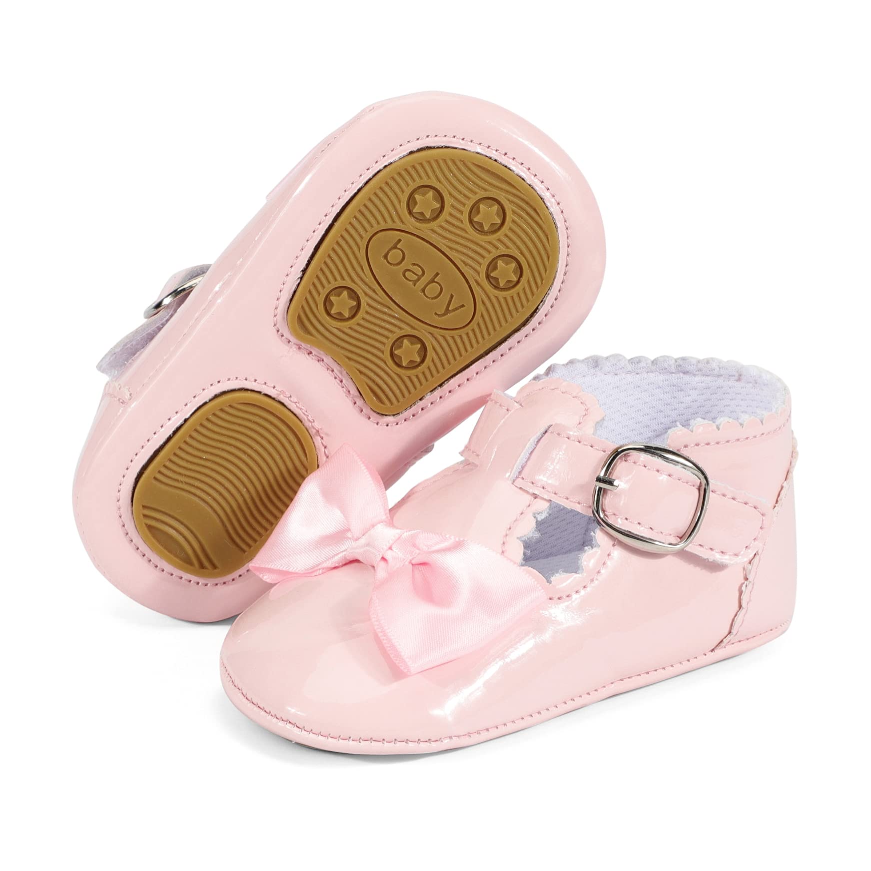 LACOFIA Baby Girls Anti-Slip First Walking Shoes Infant Bowknot Mary Jane Princess Party Shoes Prewalkers — view 2