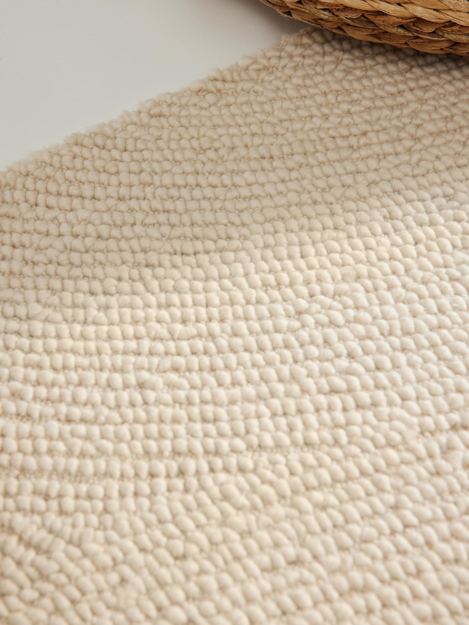 Hanse Home Wollteppich Calmio - Natur Wohnzimmerteppich - Handgetuftet - Hygge Skandi, Boho Läufer Wolle für Wohnzimmer, Schlafzimmer, Esszimmer, Flur - Natur Weiß, 80x300cm