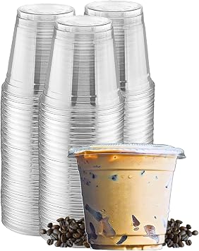 Green Direct Clear Plastic Cups with Lids - 9 oz Disposable Cups for Iced Coffee, Bubble Tea, Smoothies, Cold Drinks - Sturdy Cups with Tight Lids for On-the-Go Use, Parties, Pack of 50
