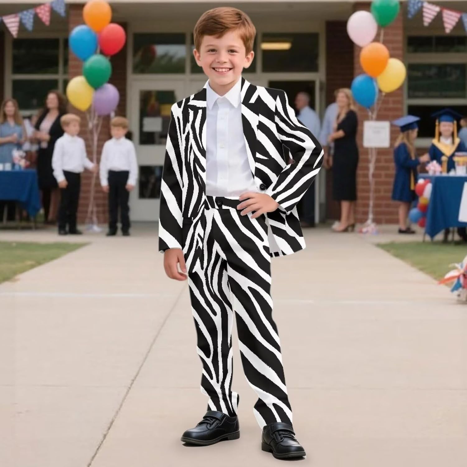 AFPANQZ Boys Wedding Guest Outfit Slim Fit Boys Blazer Pants Set, Classic Kids 2 Piece Sport Coats Suit with Pockets
