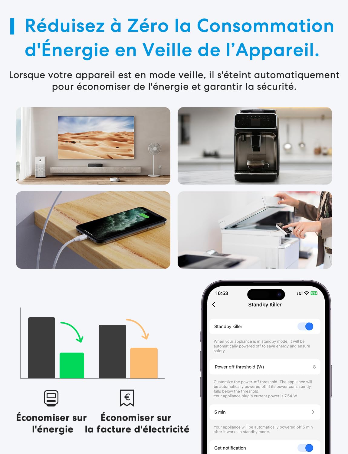 Meross - Toma conectada (tipo E), 16 A, conector WiFi compatible con Alexa y Google Home, 4 tomas con medición de consumo eléctrico con control de voz, control remoto y configuración Bluetooth