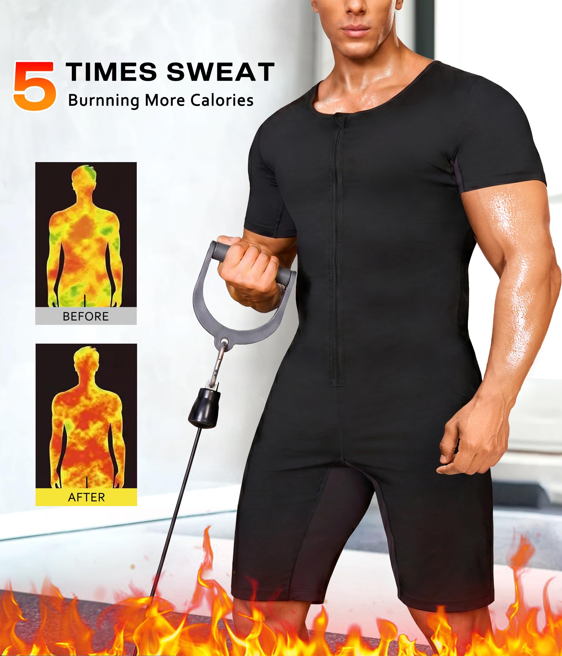 Junlan Sauna Suit Combinaison de sauna Homme (lot de 1)