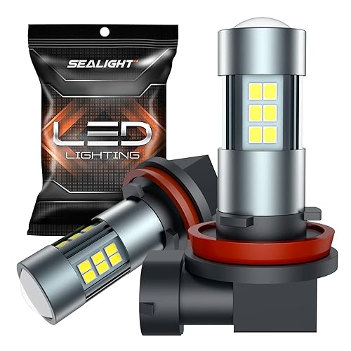 SEALIGHT H11 H8 H16 LED Fog Light Bulbs or DRL, Real 360° illumination Fog Bulbs, 6000K 400% Brightness Upgraded, H16 Front Fog Lamp,Non-polarity, Pack of 2, Plug&Play