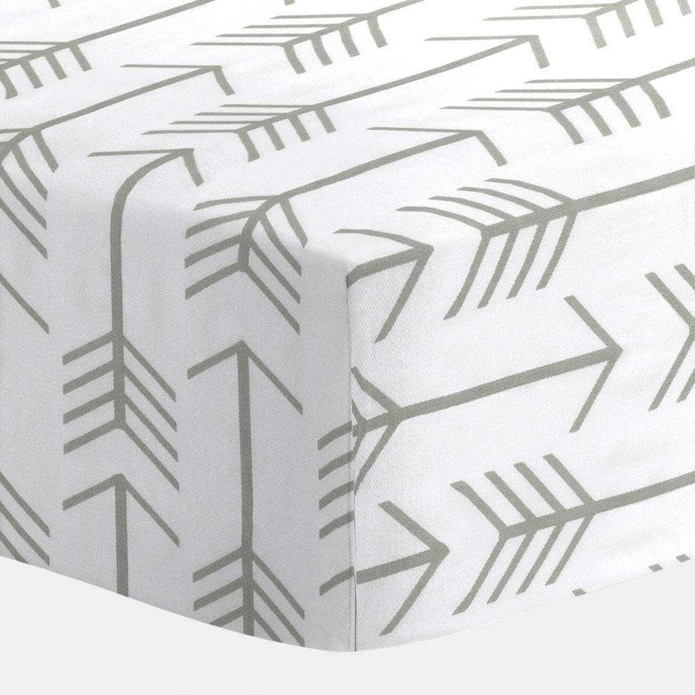 White and Gray Arrow Crib Sheet