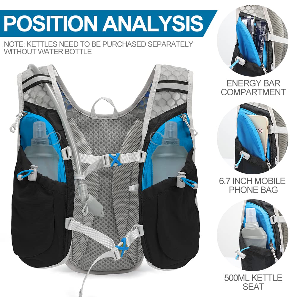 IX INOXTO - Mochila de hidratación para correr, chaleco de hidratación con bolsa de agua de 1.5 L (50 onzas) para hombres y mujeres, mochila de agua ligera para senderismo, ciclismo, escalada,