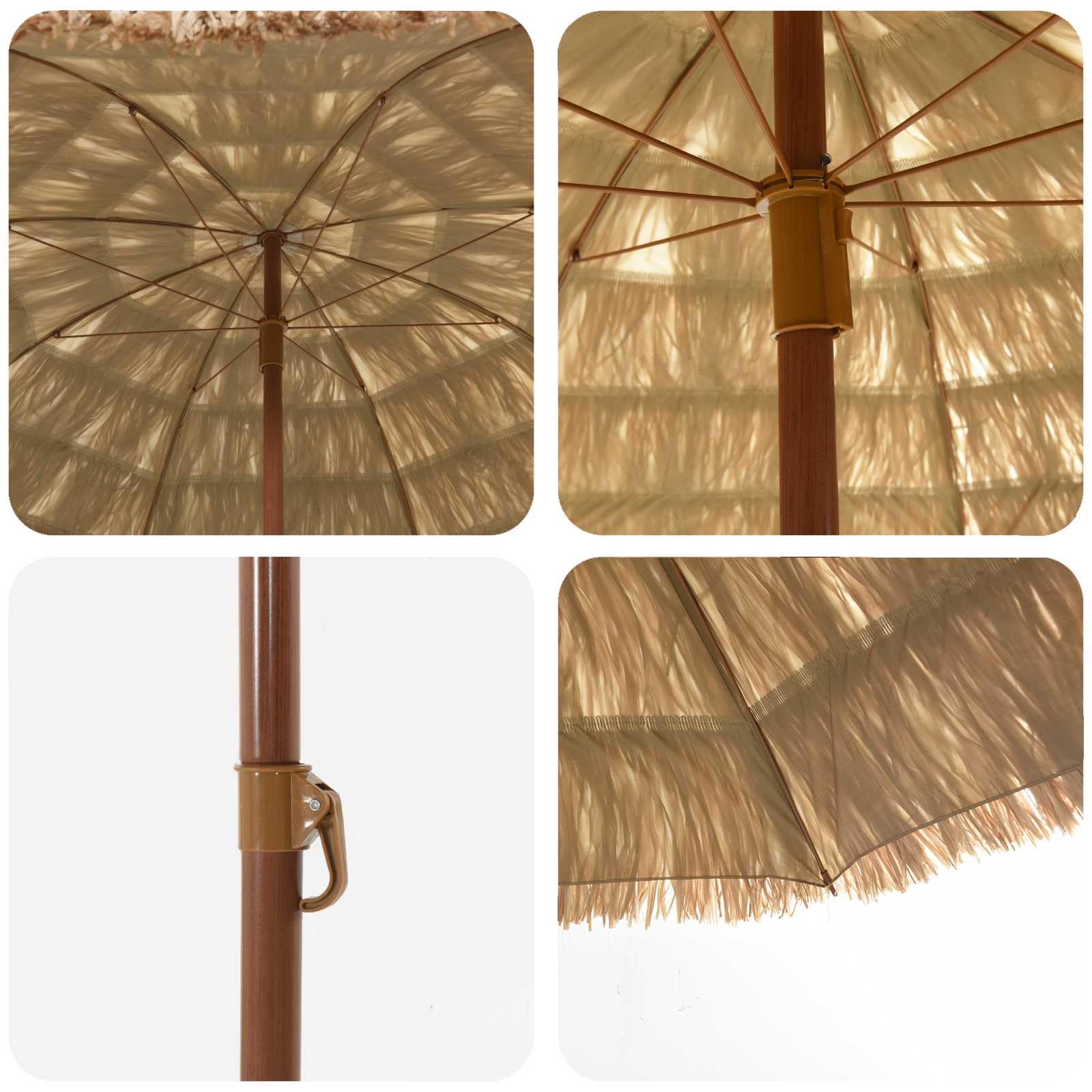 Strandparasol Natur aus Polyester und Stahl x x, Sonnenschirm für Strand, Garten und Terrasse, leicht tragbar, UV Schutz, Schirm für angenehme Beschattung