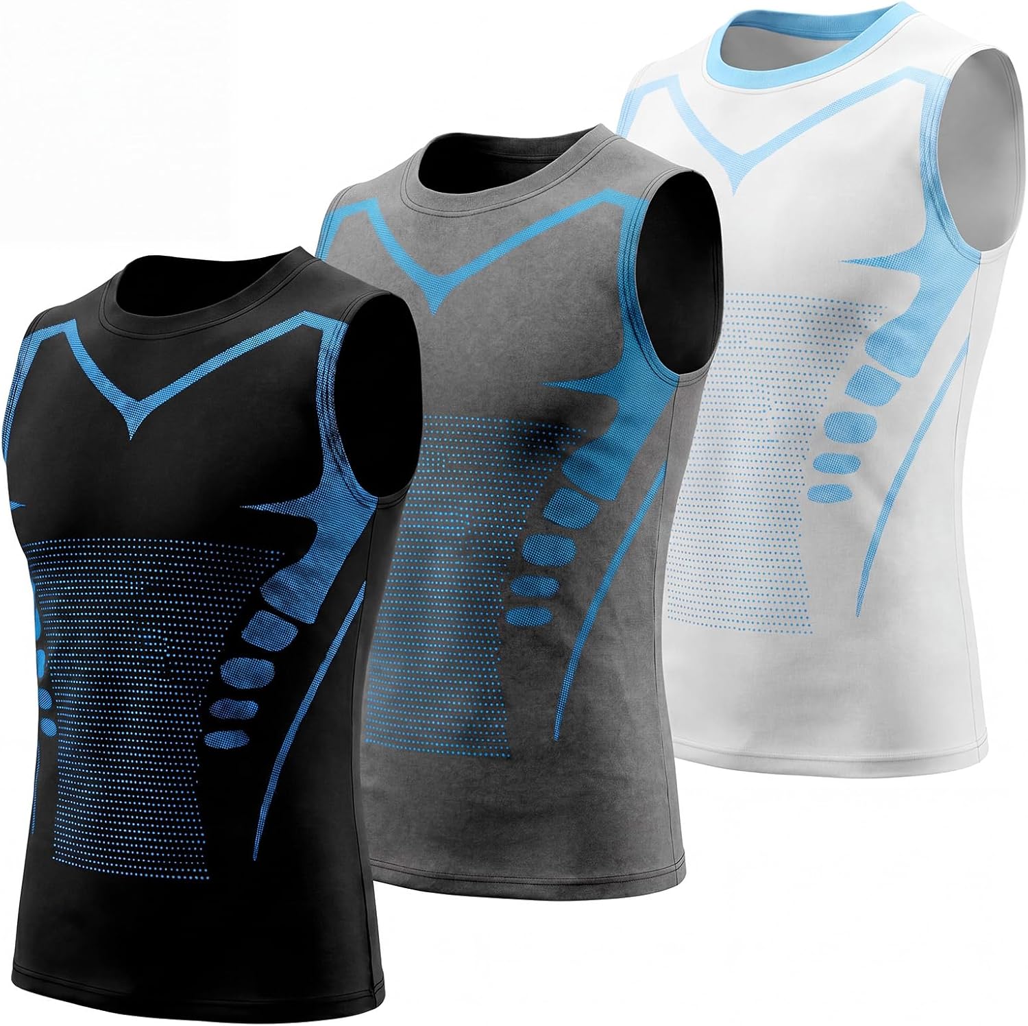 Sosation 3 Pcs Men's Compression Shirts Slimming Tank Top Vest