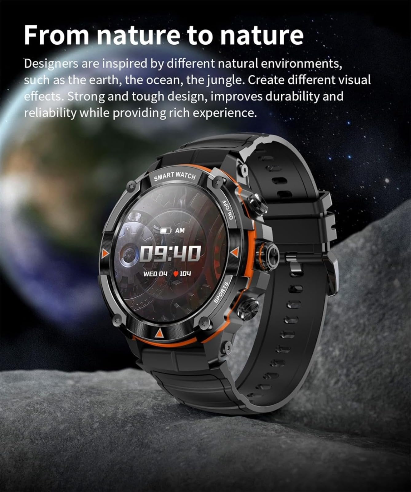 Smart Watch, fitness tracker, cardiofrequenzimetro, monitor della pressione sanguigna, schermo grande TFT da 1,39 pollici, modalità multi sport, impermeabile IP68, ricaricabile, per uomini e donne