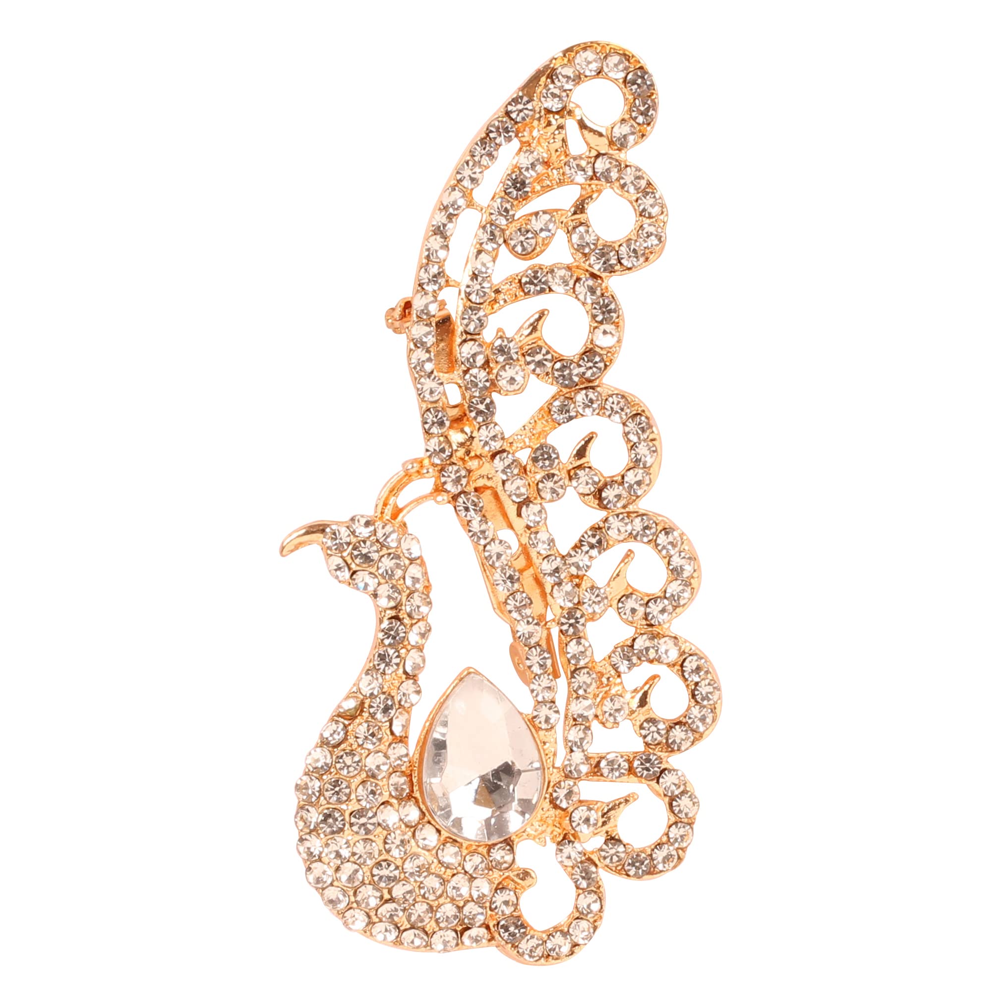 Touchstone Indian Bollywood Handcrafted Designer Jewelry Brooch Lapel Pin in Gold Or Silver Tone for Women.