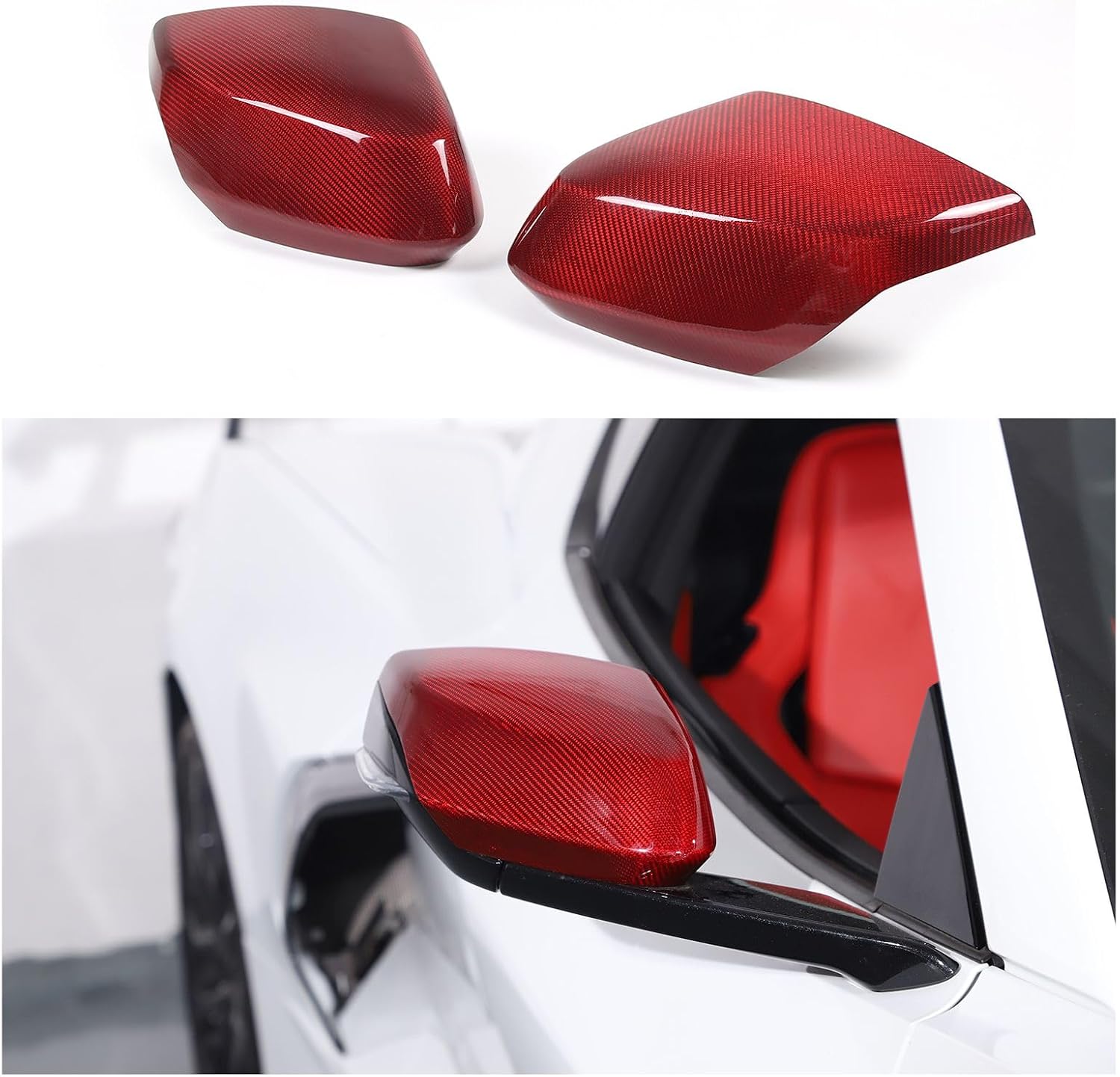 Sideview Mirror Cover Caps Compatible with Corvette C8 Stingray Z06 2020-2025 Real Carbon Fiber Car Exterior Decoration Accessories (Black)