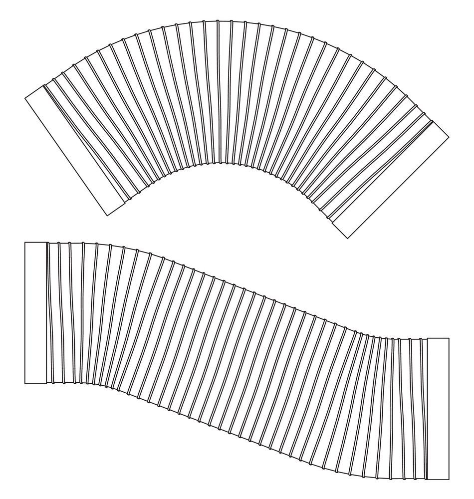 SF-VRO flex 150 Flachkanalrohr in 1000 mm Länge mit Profildichtungen / COMPAIR STEEL flow 150 (System Ø 150)