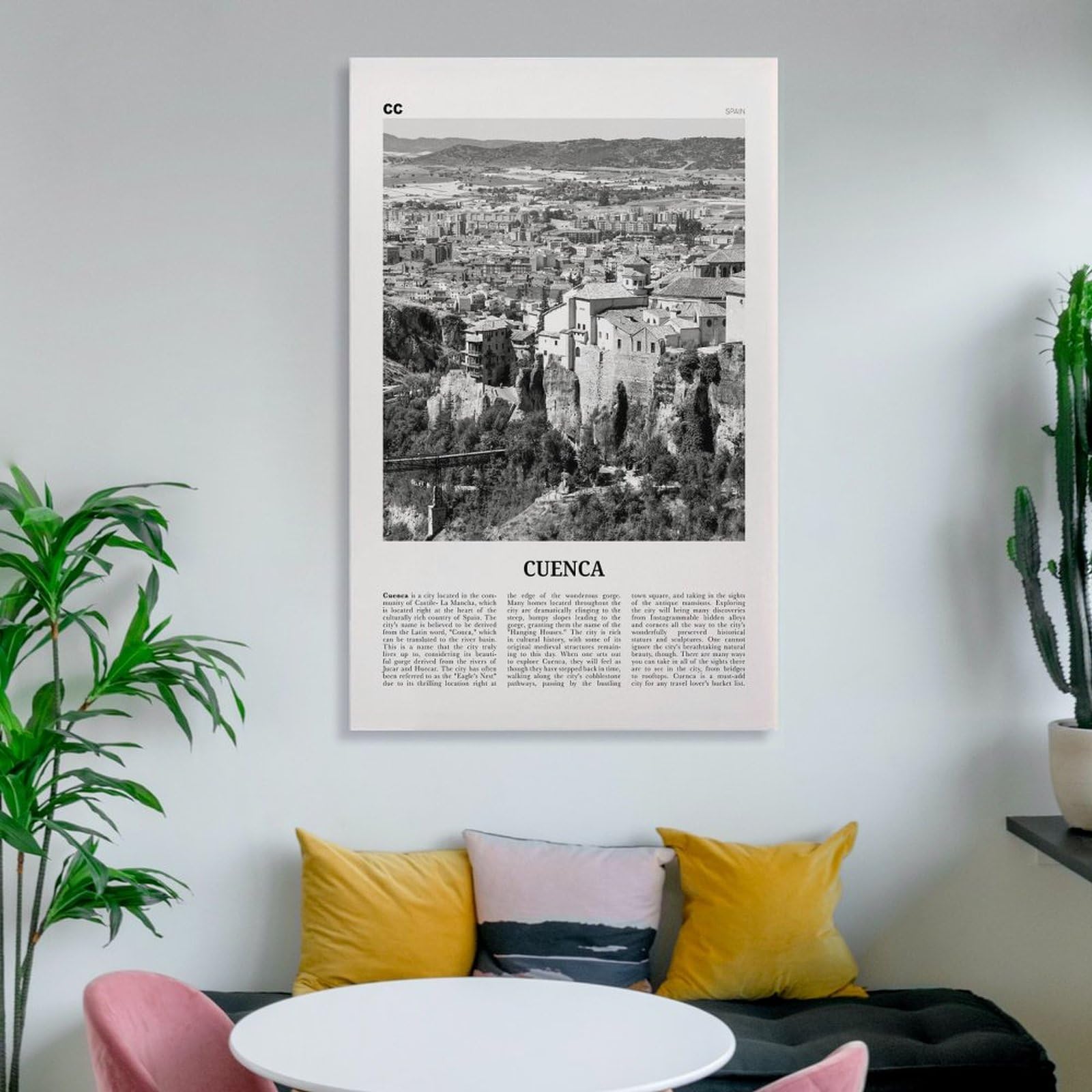LZTEN Cuenca Stampa in bianco e nero Spagna, Cuenca Wall Art, Cuenca Poster, Cuenca Photo, Cuenca Wall Décor, Spagna, Castilla-La Mancha, España Canvas Wall Art