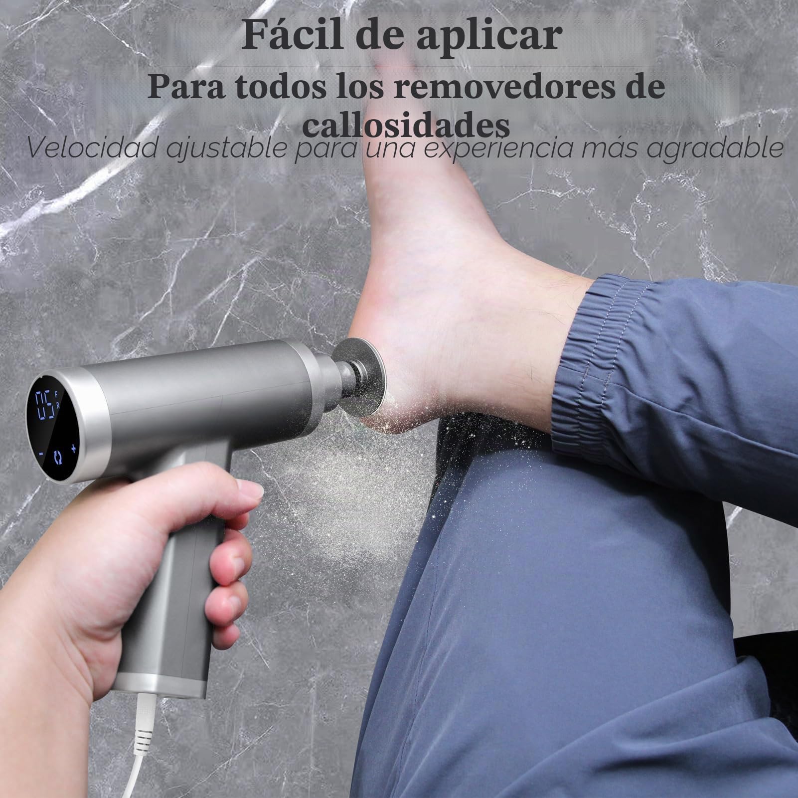 Eliminador de callos eléctrico 4500rpm Velocidad Ajustable Profesional Removedor de callos Eléctrico Eliminar Callos Pedicura Lima Eléctrica Pies, Gris FCR-3