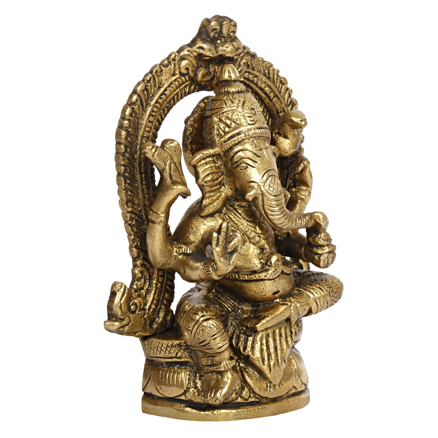 Statue de Ganesh Bhagwan en laiton pour décoration de maison, entrée, cadeau Diwali Puja, hauteur 11,4 cm.