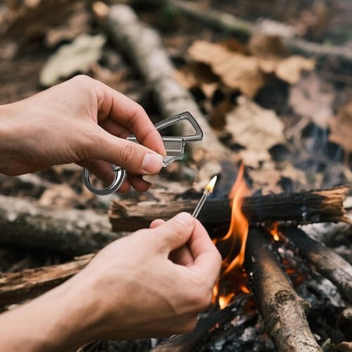 Miniatura 5 de Encendedor infinito permanente, encendedor de llavero con llavero multiherramienta, abrebotellas, fósforo reutilizable, para supervivencia al aire