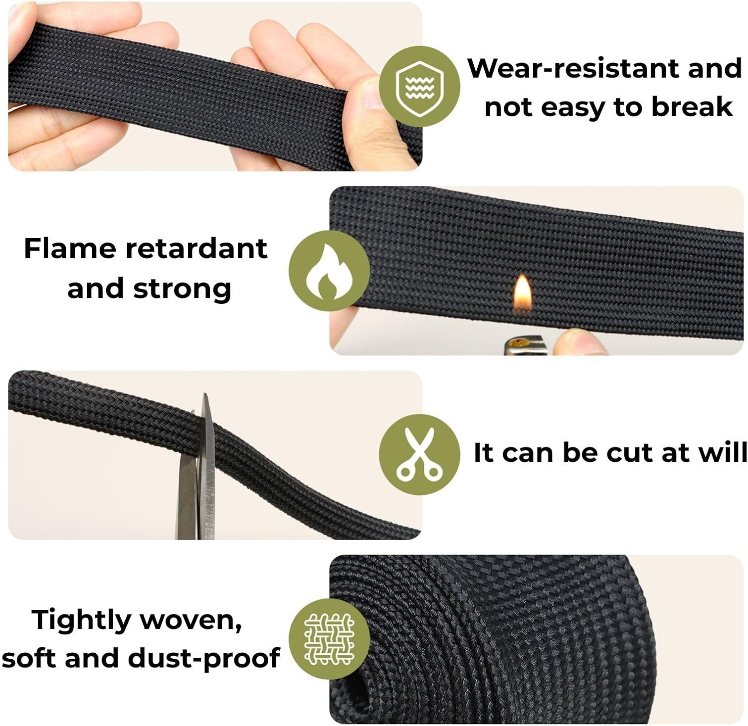 1-3/16" Nylon Braided Cable Sleeve Hydraulic Hose Protector, Tig Torch Protective Hose Sleeve Hydraulic Wrap Sleeve Management Wrap for Cord Tig Welding Cable Management (Black, 25FT)