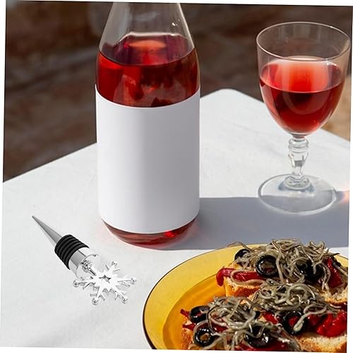 Miniatura 4 de NOLITOY Decoración de corona, 4 tapones para botellas de vino, corcho, copo de nieve, copos de nieve, tapones para botellas de vino, tapones de