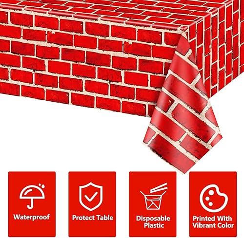 Miniatura 7 de 4 manteles de ladrillo rojo, fondo de pared de ladrillo de 51 x 108 pulgadas, fundas de mesa de ladrillo, decoración de fondo de pared de ladrillo