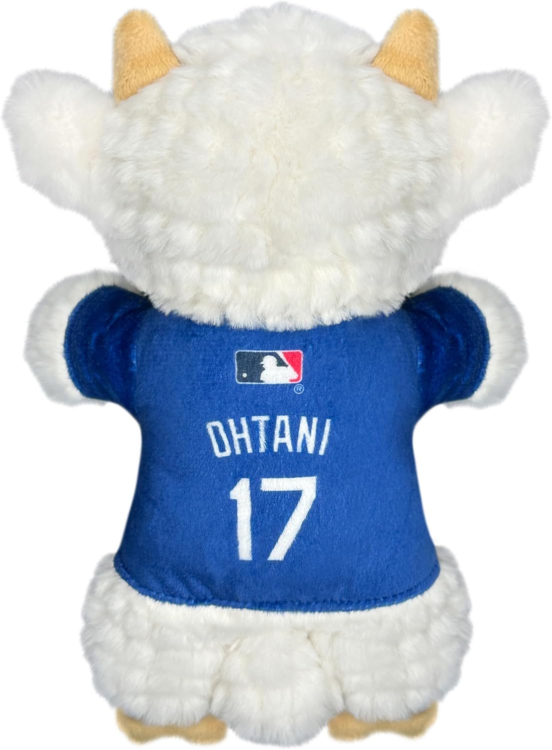 MLBPA Shohei Ohtani Goat Plush Toy for Dogs and Cats with Squeaker, Wearing a Team Player Jersey! MLB LA Dodgers Fun & Sporty Goat Shaped Dog Chew Toy, Interactive Pet Toy