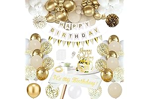 White and Gold Party Decorations, - Classy Birthday Decoration Set